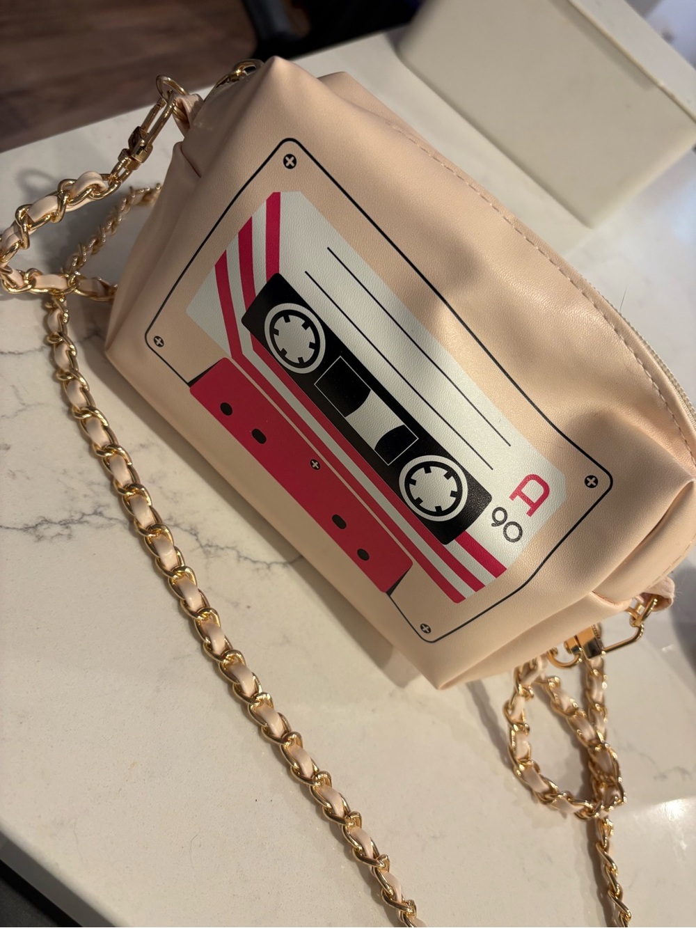 Retro Cassette Crossbody Bag - Pink